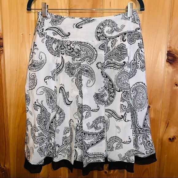 Allison Taylor silk black/white paisley skirt 4 - Picture 3 of 6